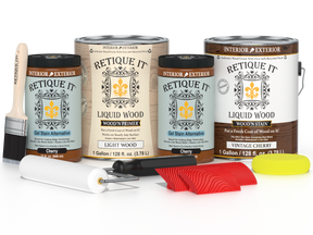 Retique It® Wood'n Finish Kit in Vintage Cherry, 4-pack of large multi-purpose wood finishing kits with wood stain and finish.