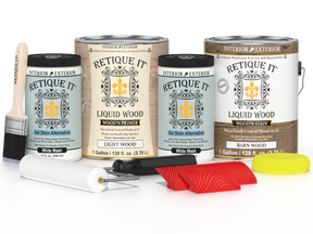 Retique It® Wood'n Finish Kit in French Oak, large multi-purpose wood finishing set with four components for wood projects.