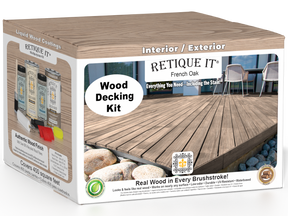 Retique It French Oak Decking Wood'n Kit with stain and supplies, designed for enhancing outdoor wooden decks.