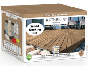 Retique It Decking Wood'n Kit in Pickled Oak stain, featuring natural wooden decking boards with a pickled oak finish.