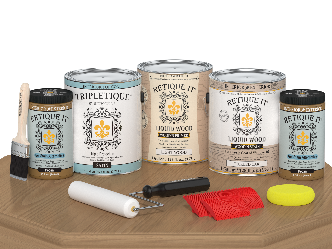 Retique It® Wood'n Cabinet Kit with 48 pickled oak grained doors, satin stain finish, ideal for kitchen or home cabinetry.