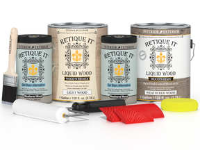 Weathered Wood Multi-purpose Wood'n Kit by Retique It® with four large wood finish kits for furniture restoration.