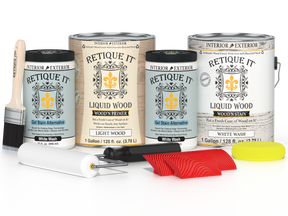 Retique It® Wood'n Cabinet Kit with 48 grained white wash stain, showing cabinet door with wood grain texture and white finish