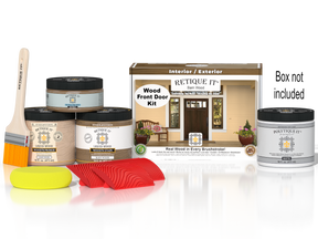 Wood'n Finish Front Door Kit - Barn Wood — Matte kit contents with door box