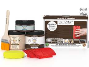 Black Walnut Wood'n Finish Kit by Retique It® in medium size, includes wood finish products and application tools with box.