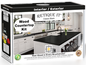 Retique It® black countertop kit for kitchen island, includes stain products, designed for easy application and durable finish.