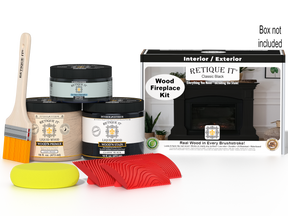 Retique It Fireplace Wood'n Finish Kit in classic black stain, full fireplace kit with stain and application tools.