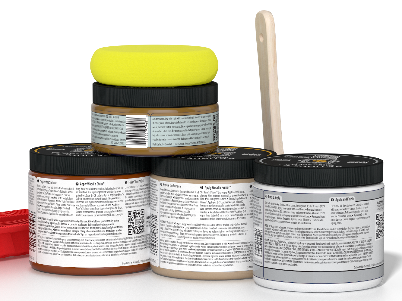 Back view of Retique It Wood'n Kit Cedar exterior top coat in a multi-purpose finish kit, featuring wood finish products and tools.