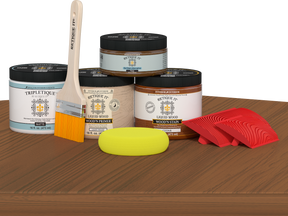 Retique It® Wood'n Finish Kit in Cedar for tabletops, includes stain and finish for a double-sized project.