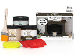 Retique It® Fireplace Wood'n Finish Kit in Charcoal for full fireplace staining, including stains and application tools.