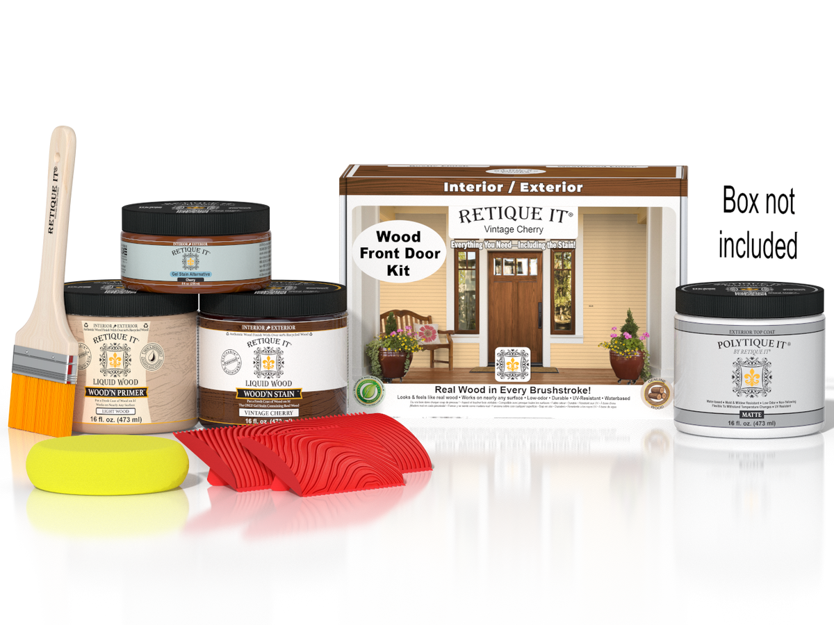 Wood'n Finish Front Door Kit - Vintage Cherry — Matte kit contents with door box
