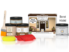 Wood'n Finish Front Door Kit - Dark Oak — Matte kit contents with door box
