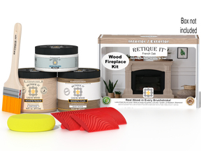 Retique It Fireplace Wood'n Finish Kit in French Oak stain, includes full fireplace stain set with wood finish products.