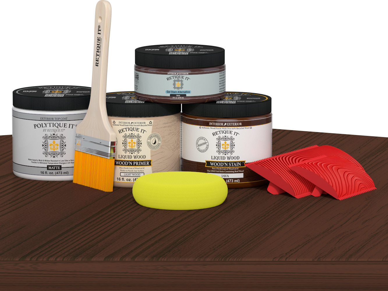 Wood'n Finish Front Door Kit - Java — Matte kit contents