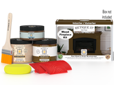 Retique It® Fireplace Wood'n Finish Kit in Dark Pecan stain, showing the full fireplace with wood finish and staining supplies.