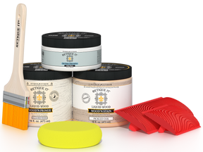 Retique It® Wood'n Finish Kit for fireplaces in sun-bleached color, includes wood finish components for full fireplace application.