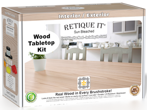 Retique It® Wood'n Finish Kit Double Size in Sun Bleached, featuring wood stain and finish for tabletop restoration.