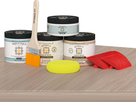 Retique It Wood'n Finish Kit Double Size in Sun Bleached for tabletop wood finishing, includes wood stain and protective finish.
