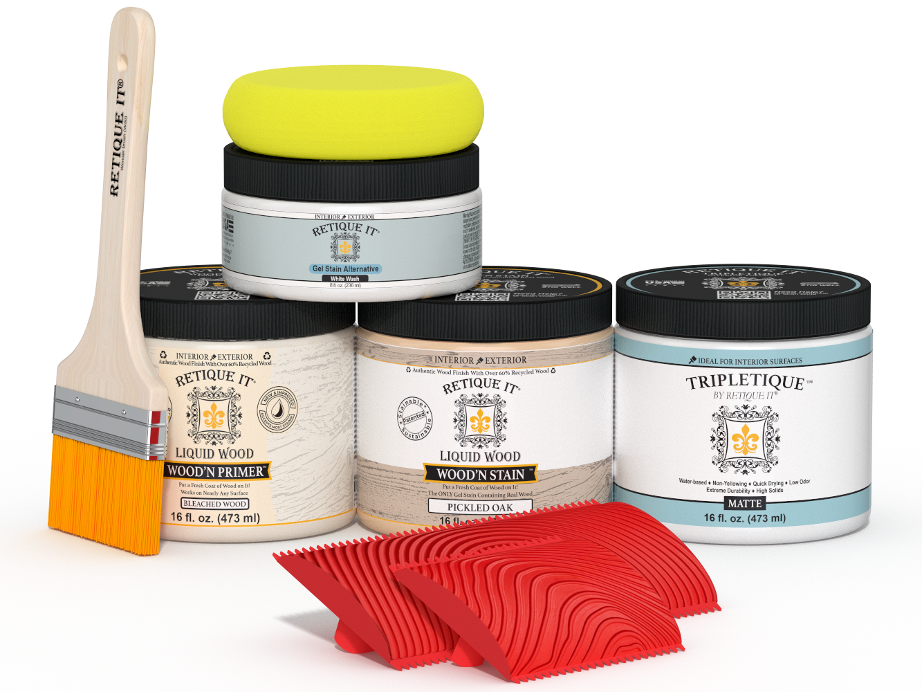Retique It® Wood'n Finish Kit Double Size in Sun Bleached for wood furniture restoration, shown in the image.