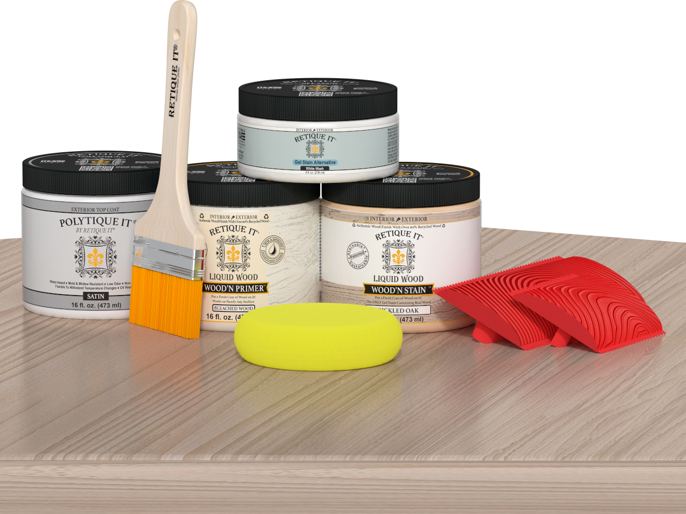Wood'n Finish Front Door Kit - Sun Bleached — Satin kit contents