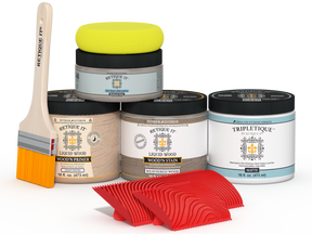 Retique It® Weathered Wood Tabletop Wood'n Finish Kit, double size, stain set with wood finish for furniture restoration.
