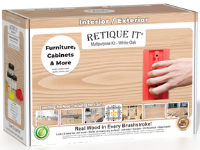 Retique It® Wood'n Kit in white oak finish, medium size, with wood finish supplies and application tools in a box.