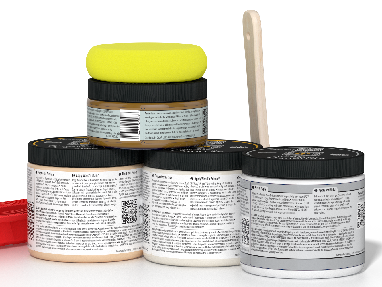 Retique It Wood'n Finish Kit in Walnut Oak, showing the back of the package with product details and branding.