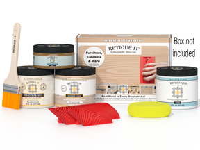 Retique It Wood'n Finish Kit in White Oak for interior top coat, includes tools and materials for wood finishing projects.
