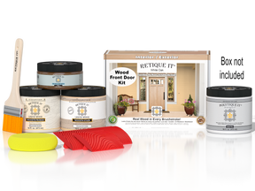 Retique It Wood'n Finish Front Door Kit in White Oak stain, featuring wood stain product with front door application.