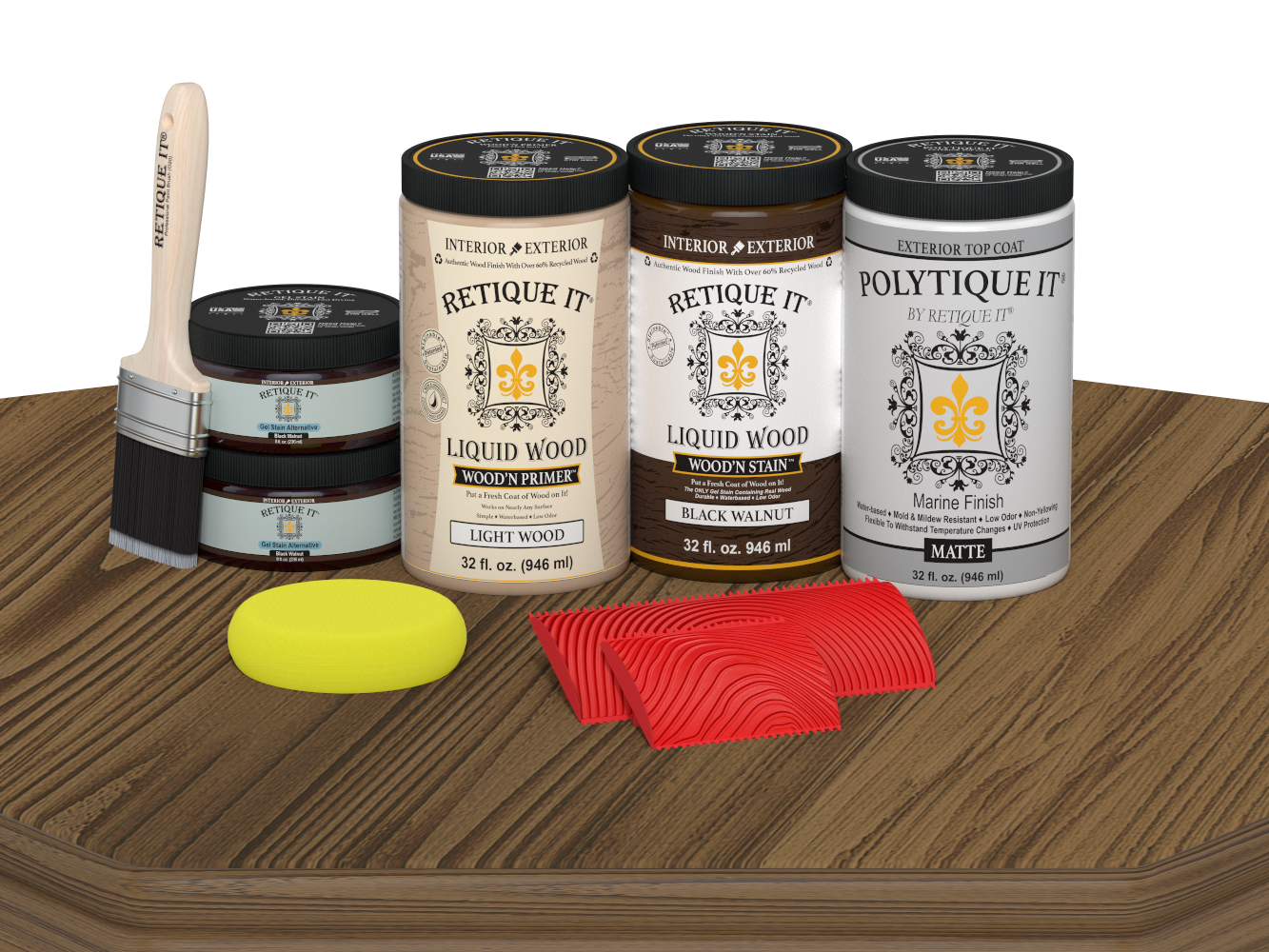 Large Black Walnut Wood'n Kit by Retique It® with matte finish, includes exterior top coat for wood finishing projects.
