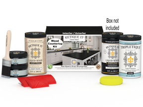 Retique It® countertop kit for full kitchen, classic black stain, includes tools and materials for countertop refinishing.