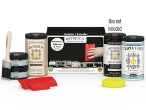 Large Black Wood'n Kit by Retique It® for interior top coat, includes Wood'n Finish Kit components in a sleek black finish.