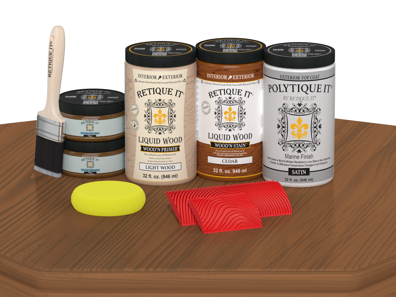 Wood'n Finish Front Door Kit (Double) - Cedar — Satin kit contents