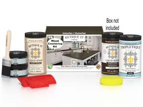 Retique It® charcoal countertop kit for full kitchen, stain set with box, designed for countertop staining and finishing.