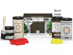 Wood'n Finish Front Door Kit (Double) - Charcoal — Matte kit contents with door box