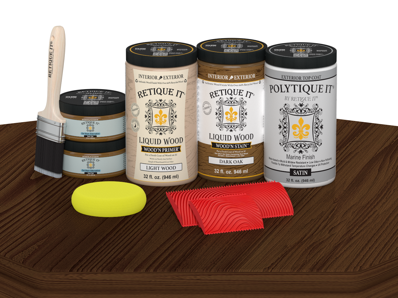 Wood'n Finish Front Door Kit (Double) - Dark Oak — Satin kit contents