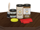 Retique It® Wood'n Finish Front Door Kit (Double) in Dark Oak stain, showing the stained wooden double door on a table.