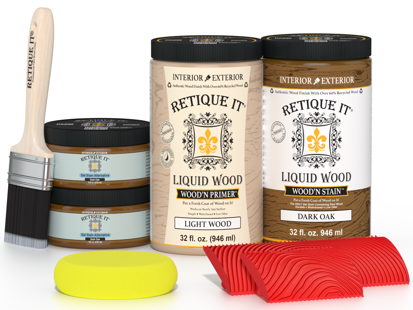 Large Dark Oak Wood'n Finish Kit by Retique It® for multi-purpose wood finishing projects.