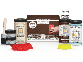 Large Java Wood'n Finish Kit by Retique It® for interior top coat, includes tools and supplies for wood finishing projects
