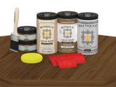 Large Modern Walnut Wood'n Finish Kit by Retique It® with matte exterior topcoat, displayed on a table for multi-purpose wood finishing.