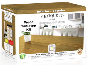 Retique It® Wood'n Finish Kit in Old Oak, a four-pack of stain kits for tabletop furniture in natural wood tones.
