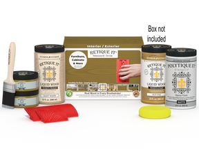 Large Old Oak Wood'n Finish Kit by Retique It® with exterior top coat and brush, suitable for multi-purpose wood finishing projects.