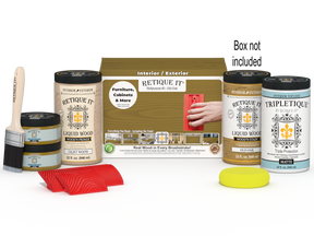 Large Old Oak Wood'n Finish Kit by Retique It® for interior top coating, includes wood finish and application tools.