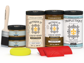 Large Dark Pecan Wood'n Kit by Retique It® for interior finishing, includes top coat for multi-purpose wood projects.