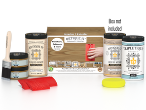 Large Wood'n Kit by Retique It in Pickled Oak finish, featuring interior top coat and wood finishing supplies.