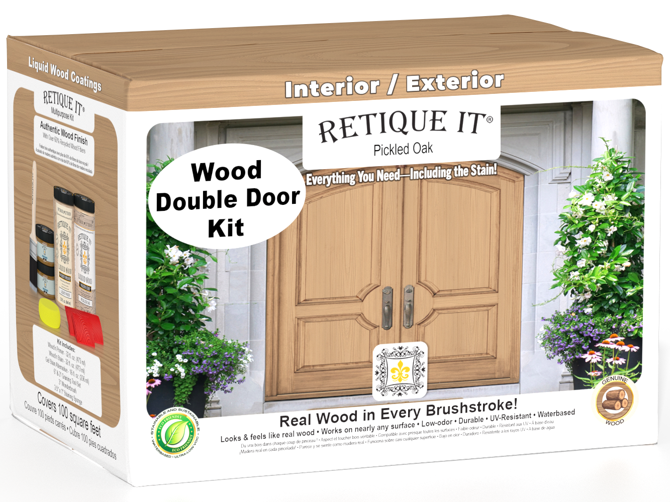 Wood'n Finish Front Door Kit (Double) - Pickled Oak — box hero