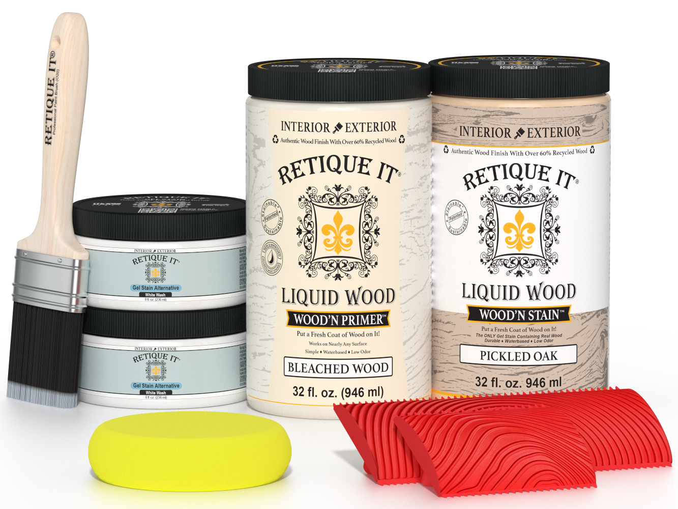 Large Sun Bleached Wood'n Finish Kit from Retique It® Wood'n Finish Kits, includes tools and supplies for wood finishing projects.