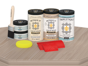 Retique It® Wood'n Finish Kit (4x Large) in Sun Bleached for tabletops, includes matte finish wood staining and finishing supplies.