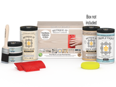 Retique It Wood'n Finish Kit with sandpaper and tools for wood finishing, shown in the box.