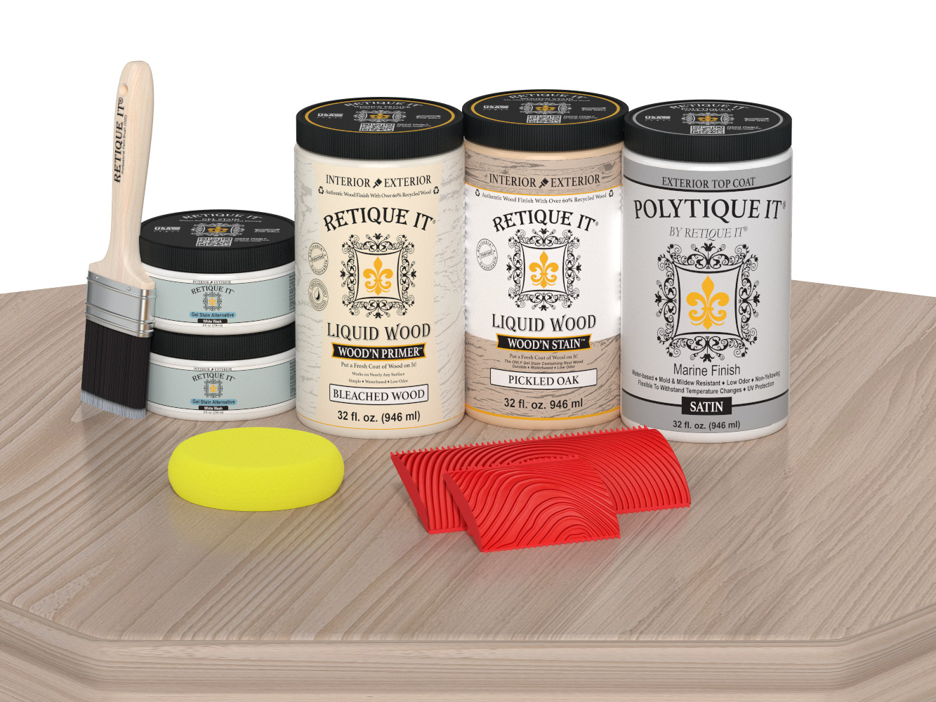 Wood'n Finish Front Door Kit (Double) - Sun Bleached — Satin kit contents